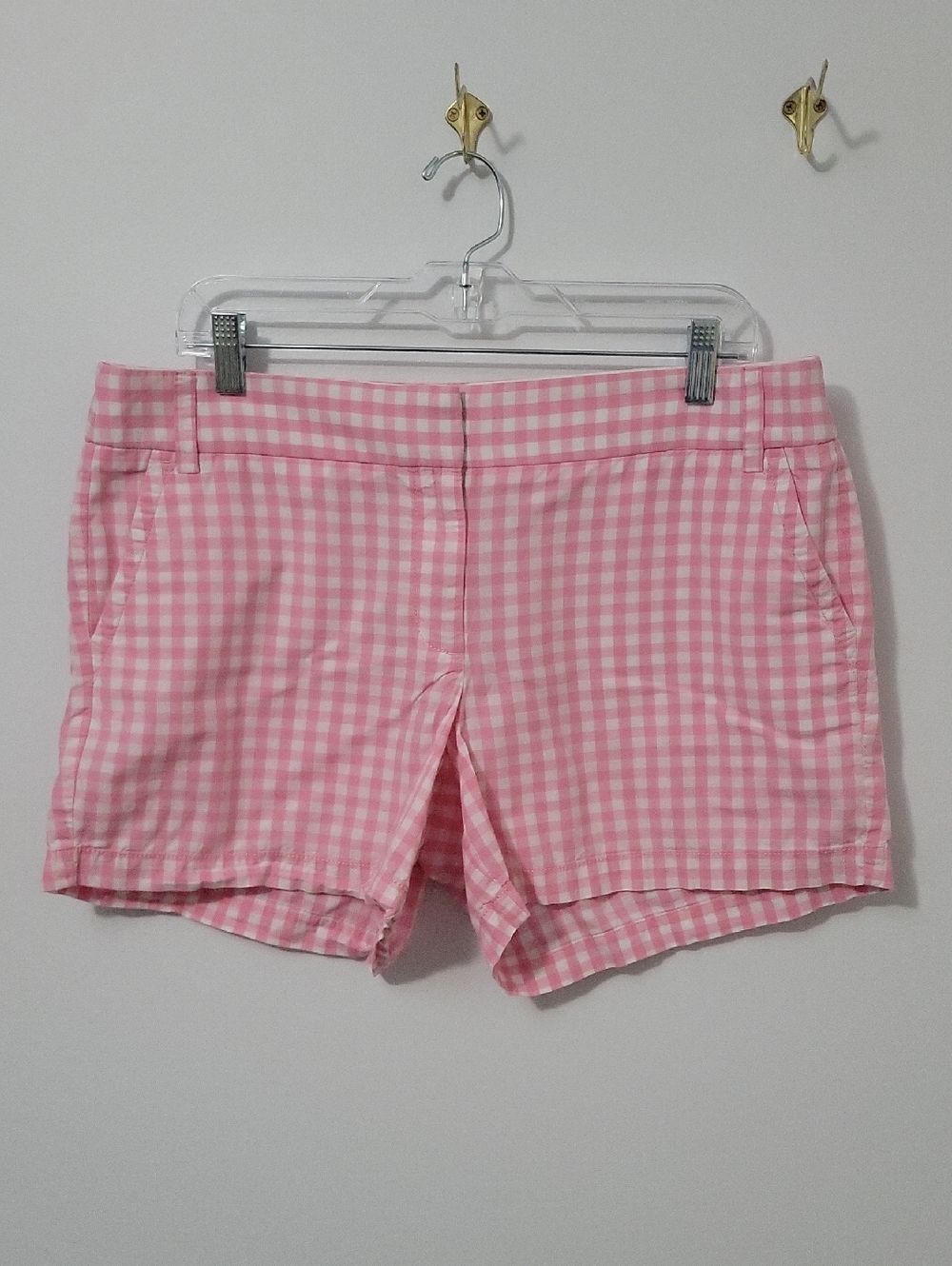 J. Crew Pink Gingham Cotton Shorts, Size 12